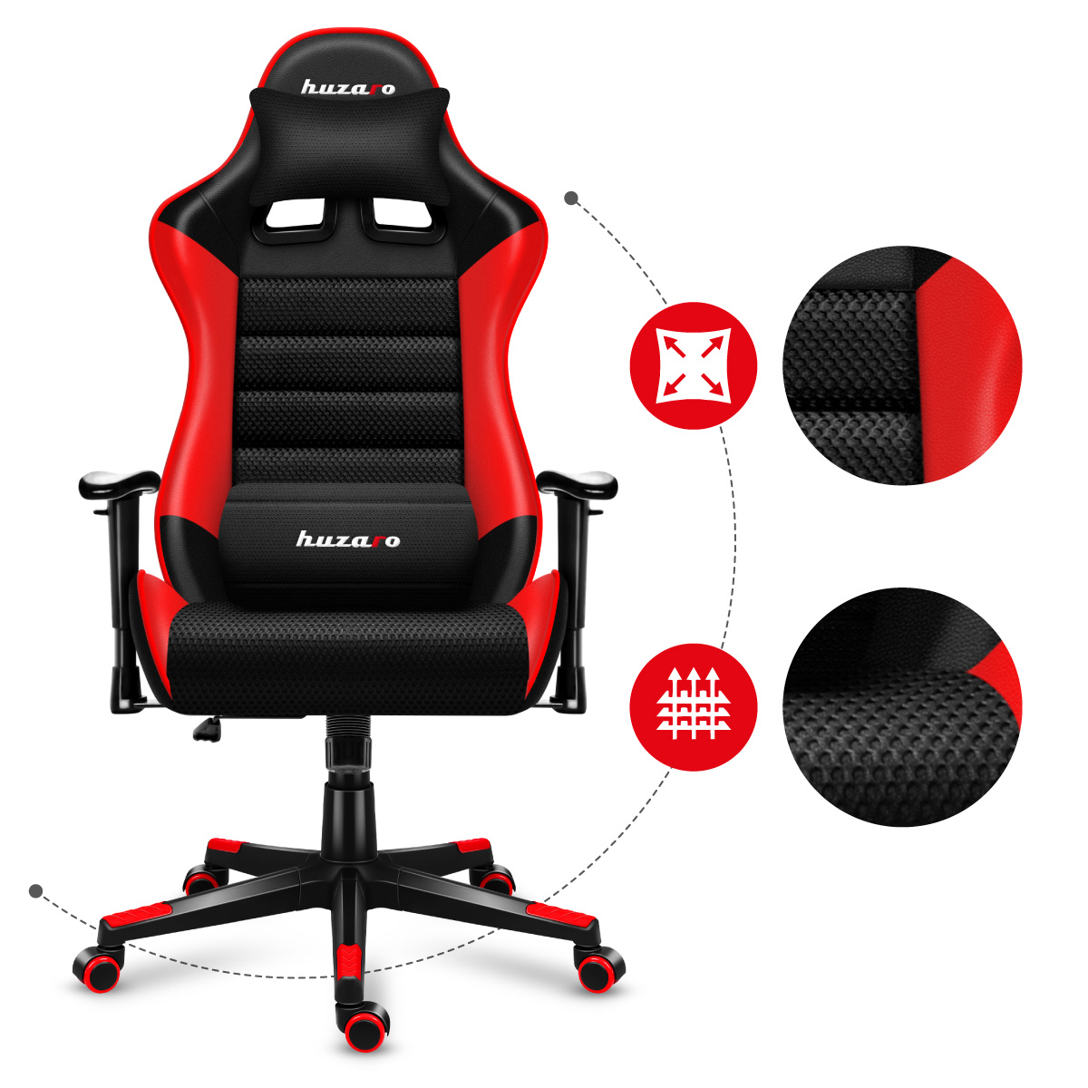 Przód fotela gamingowego Huzaro Force 6.0 z pianką Thermo-Elastic