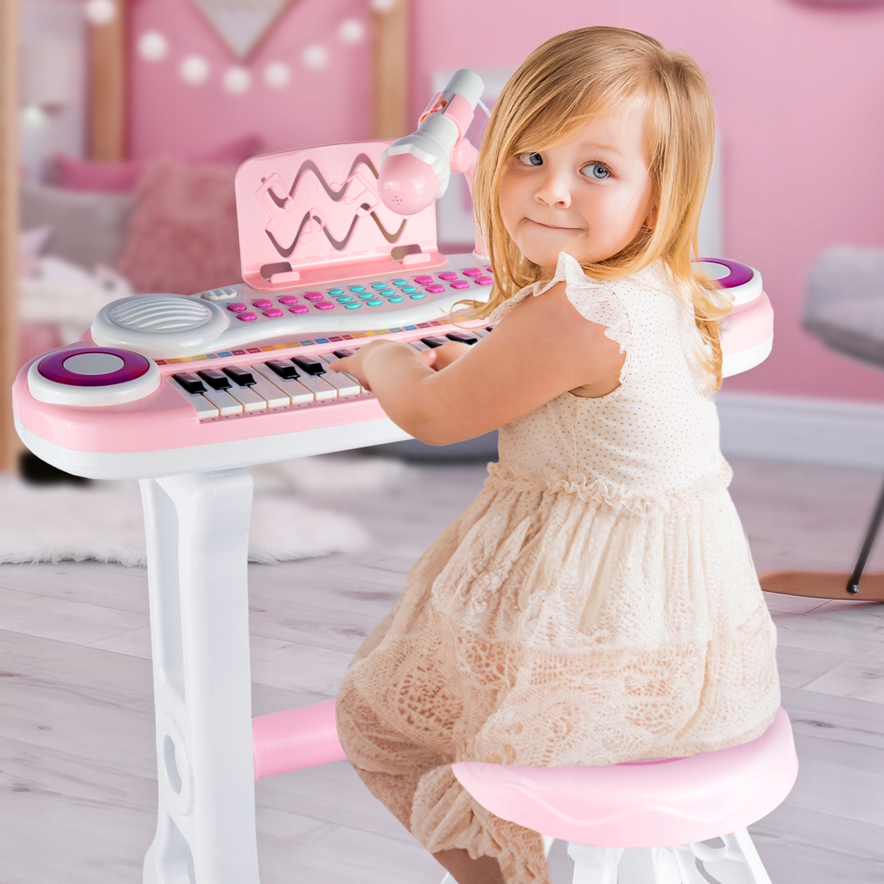 ORGANY 37 KLAWISZY PIANINKO TABORET MP3 KEYBOARD USB MIKROFON DLA DZIECI Płeć chłopcy dziewczynki