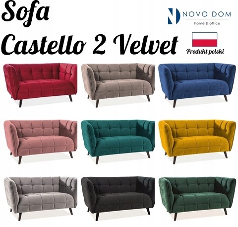 Sofa CASTELLO 2 VELVET beżowy bluvel 28/wenge Informacje dodatkowe podłokietniki