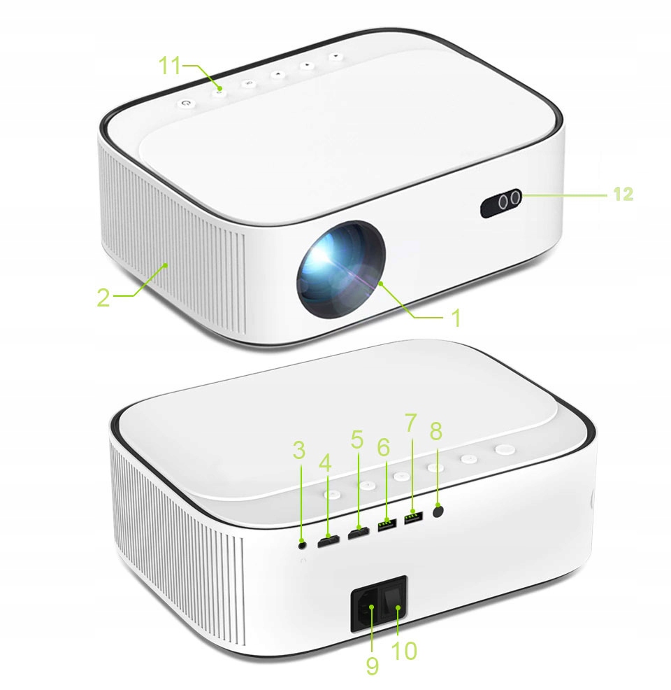 Ważną cechą projektora są dostępne wejścia i wyjścia, wśród których znajdziemy: