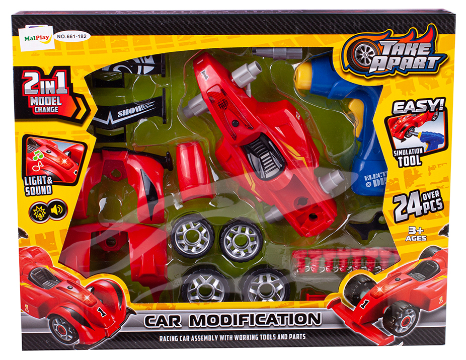 SAMOCHÓD AUTO FORMUŁA DO ROZKRĘCANIA WIERTARKA Kolor dominujący odcienie czerwieni