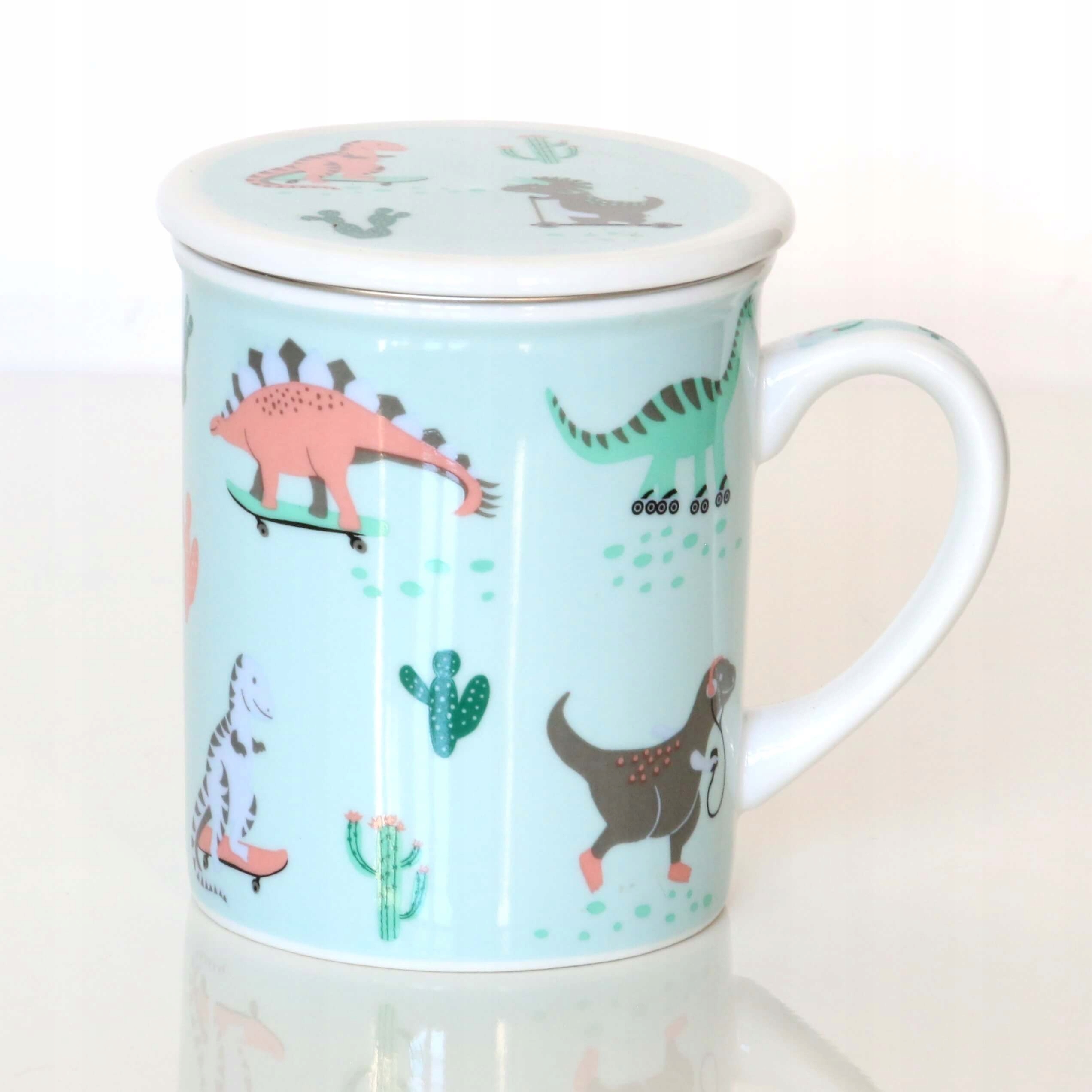 Porcelanowy kubek z zaparzaczem DINOZAURY 250ml