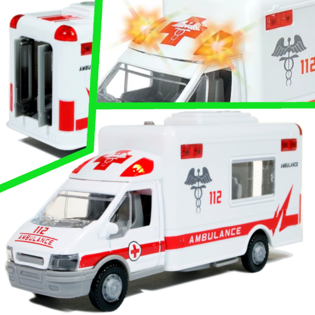 Auto Metalowe Karetka Pogotowia Ambulans Światło Dźwięk TOMDORIX