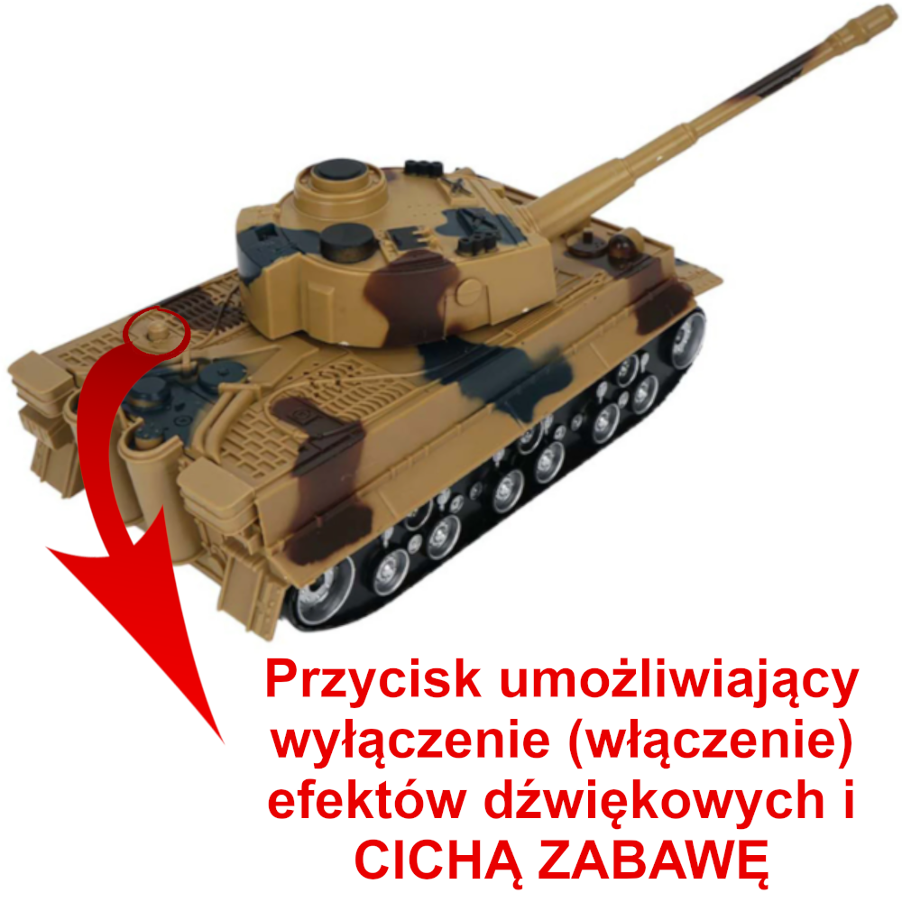 Tygrys RC Czołg Zdalnie Sterowany Na Pilota Radio Baterie Ze Świecącymi Reflektorami LED TOMDORIX