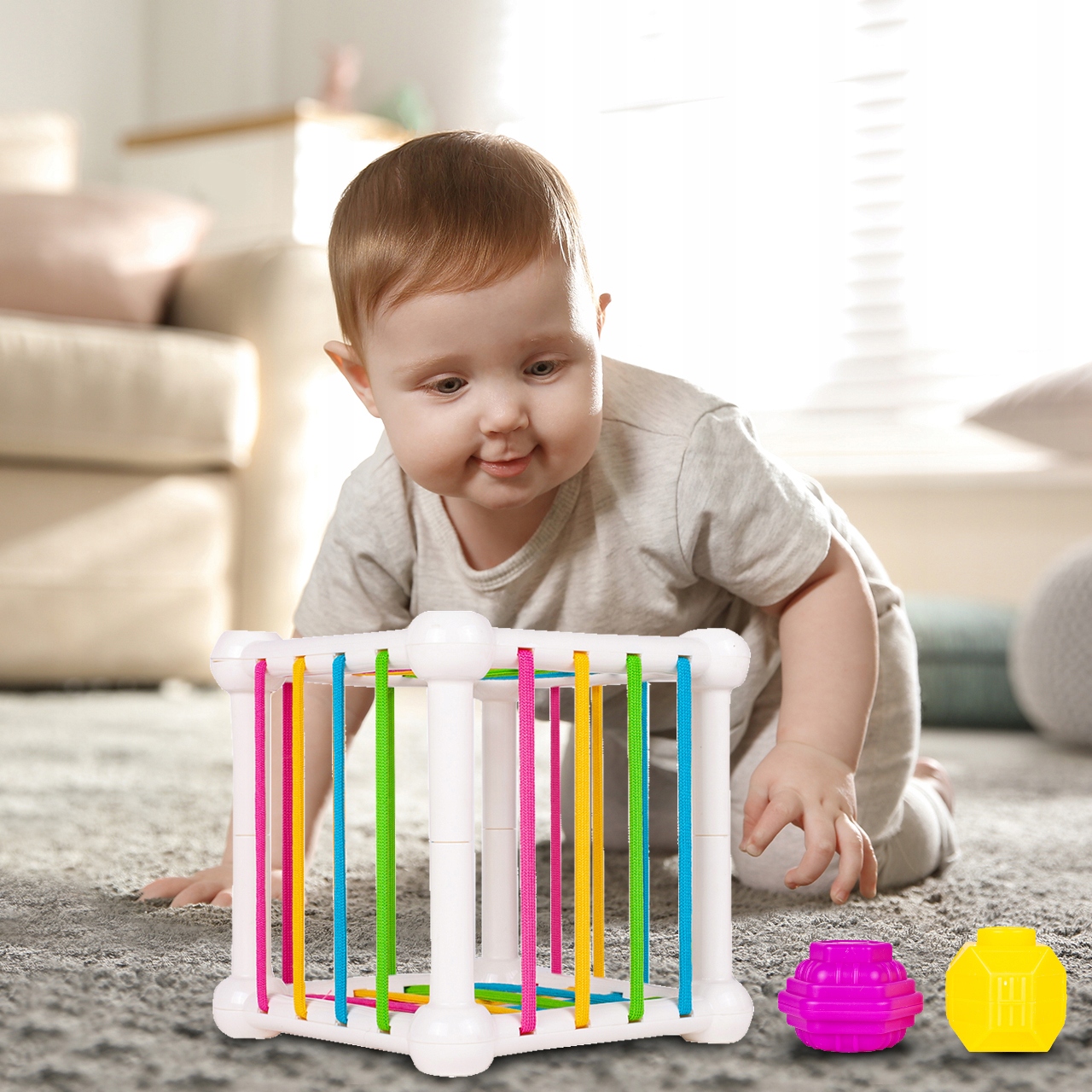 KLOCKI KSZTAŁTY SENSORYCZNE ZABAWA ZRĘCZNOŚCIOWA Kolor dominujący wielokolorowy