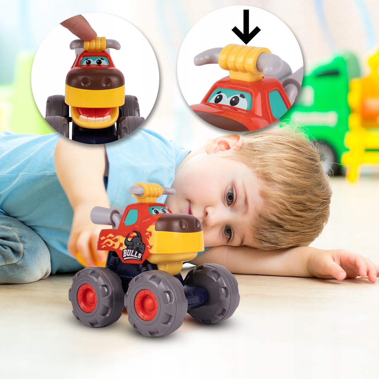 AUTO MONSTER TRUCK DLA MALUCHA BYK RUSZA USTAMI Wysokość produktu 11.5 cm