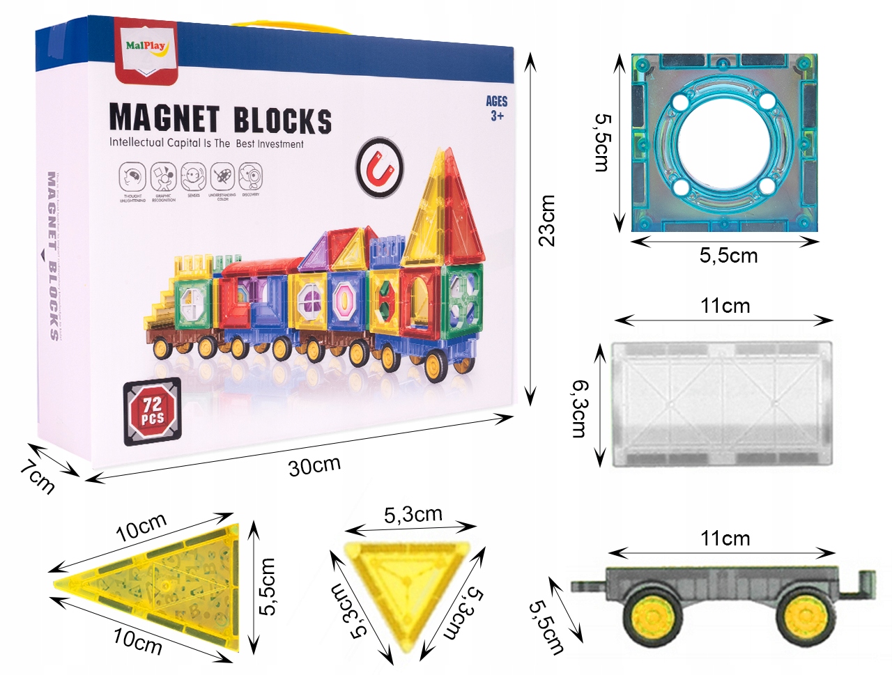 KLOCKI MAGNETYCZNE EDUKACYJNE 3D KREATYWNE 72 EL Bohater brak