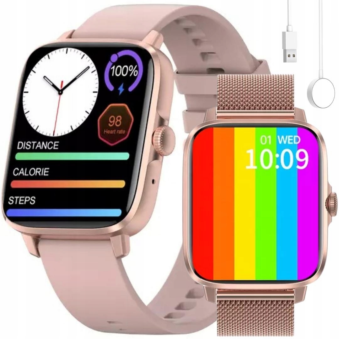 Smartwatch Damski Zegarek Rozmowy EKG Puls 2 Paski – Twój styl i zdrowie w jednym
