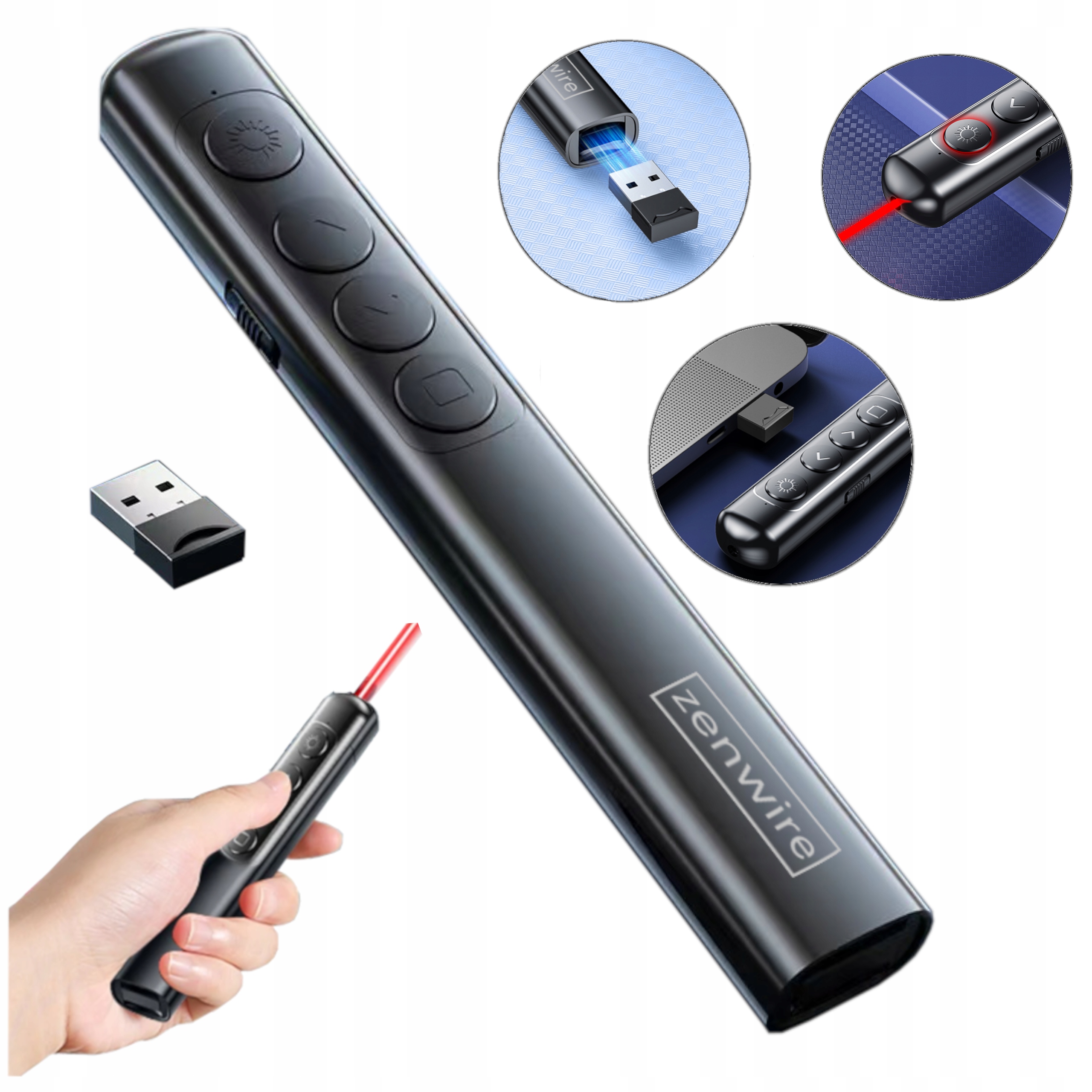 Zenwire Wskaźnik Prezenter Laserowy Bezprzewodowy Pilot Laser USB do Prezentacji S9 – Efektywność w Twoich Rękach