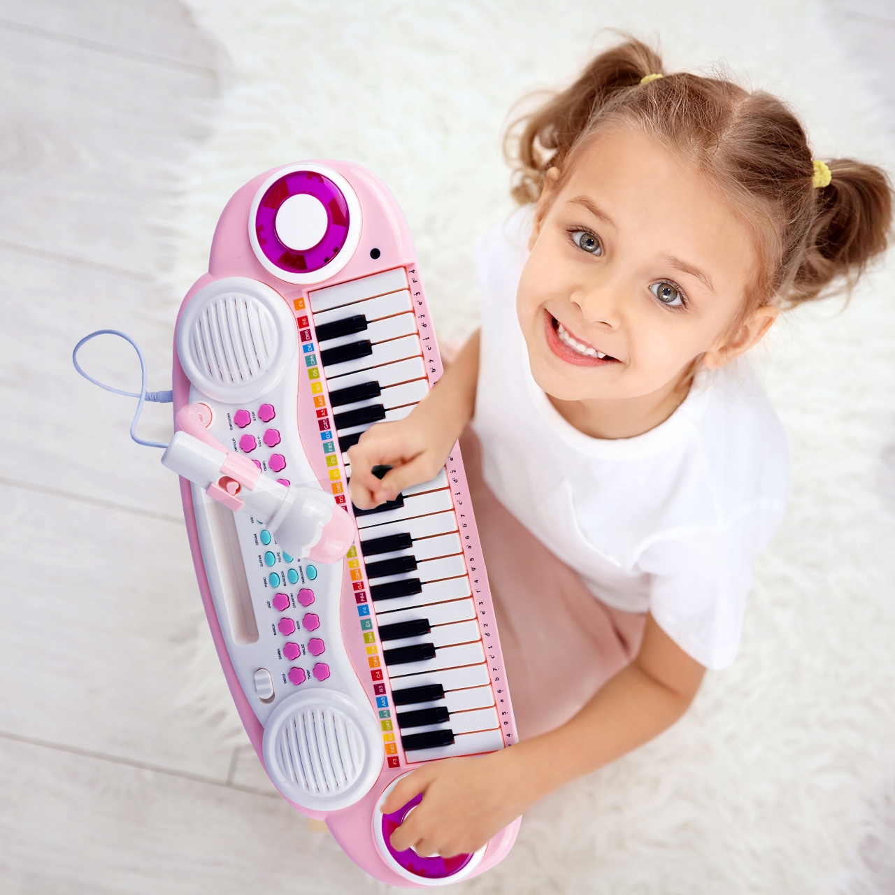 ORGANY 37 KLAWISZY PIANINKO TABORET MP3 KEYBOARD USB MIKROFON DLA DZIECI Materiał plastik