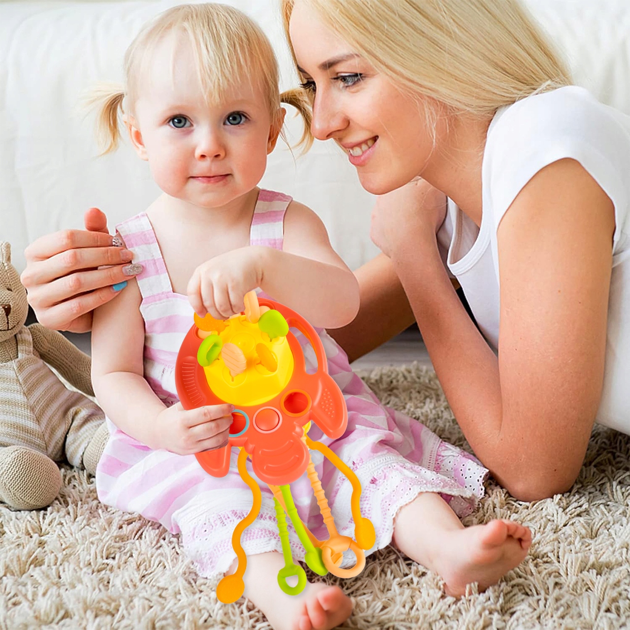 GRYZAK ZABAWKA SILIKONOWA SENSORYCZNA EDUKACYJNA MONTESSORI GRYZACZKI Marka MalPlay
