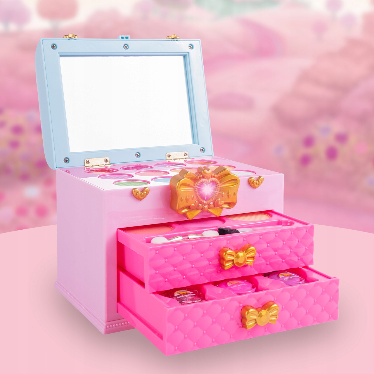 KUFEREK Z KOSMETYKAMI DO MAKIJAŻU CIENIE LAKIERY Szerokość produktu 11.5 cm