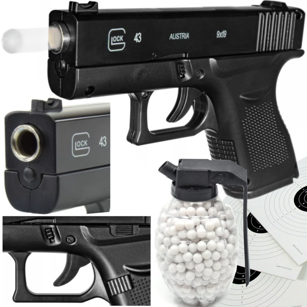 GLOCK 43 Pistolet Metalowy Na Kulki 6mm Replika Air Soft Gun TOMDORIX
