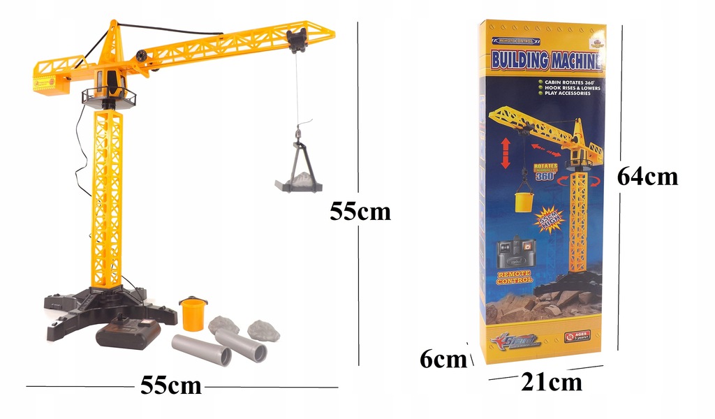Zdalnie sterowany dźwig budowlany obrotowy 55 cm EAN 5907508462178