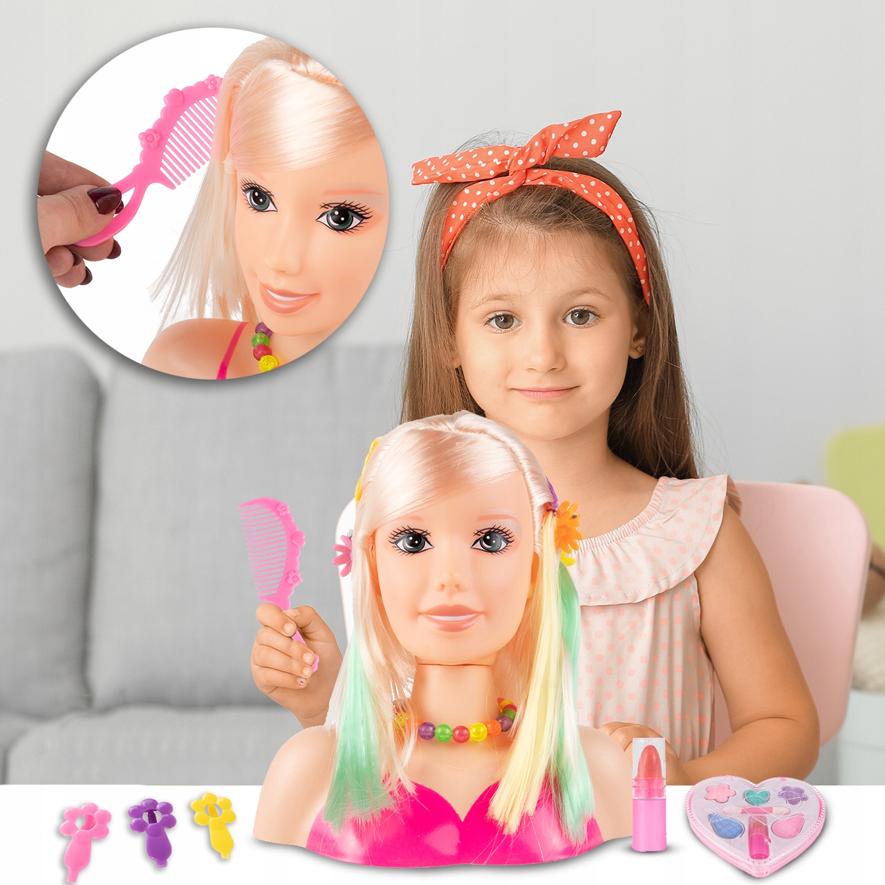 GŁOWA LALKI DO STYLIZACJI - FRYZURA I MAKIJAŻ Wysokość produktu 20 cm