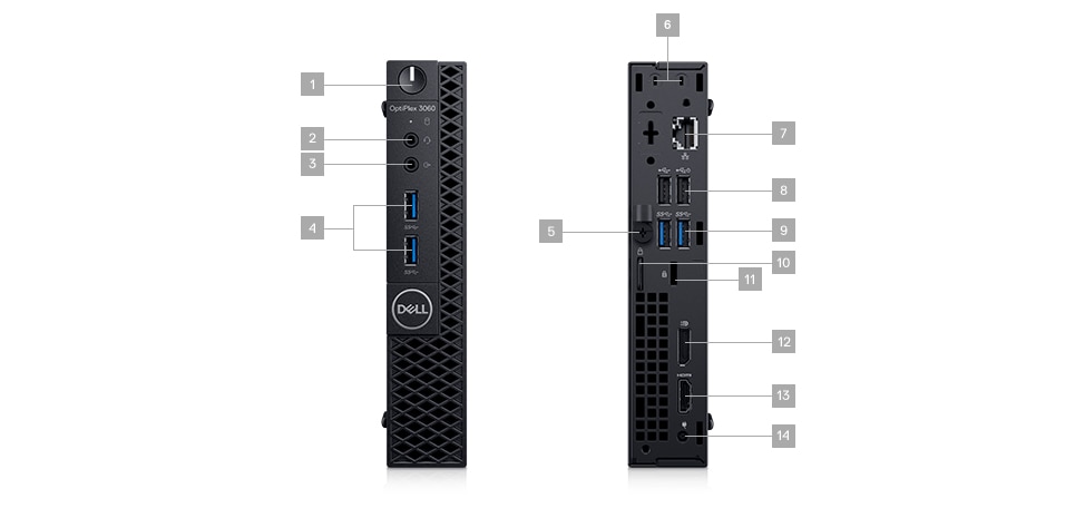 OptiPlex 3060 Micro — porty i gniazda OptiPlex 3060 Micro — porty i gniazda