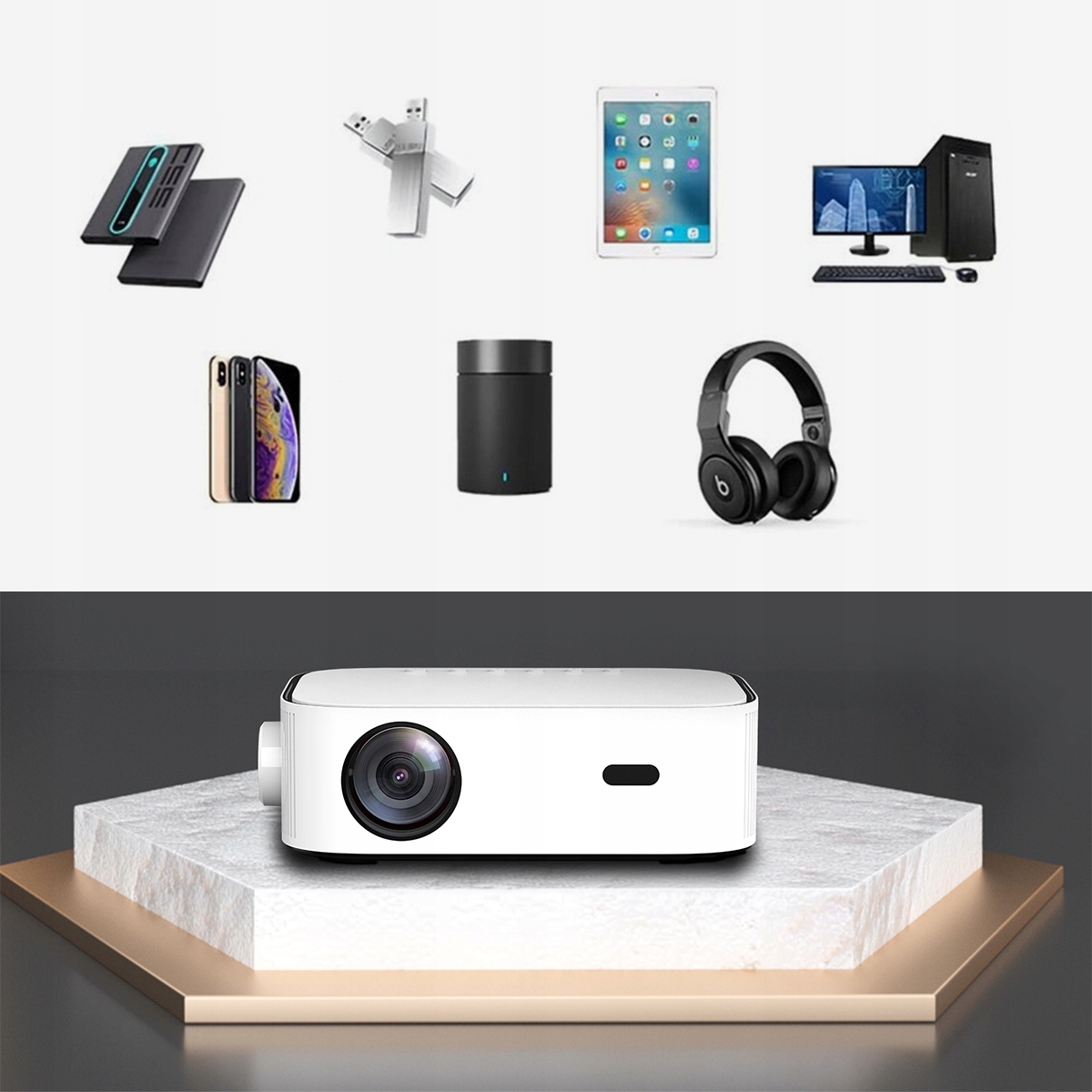 Lekkie i łatwe do przenoszenia urządzenie Do projektora otrzymujemy pilot, dzięki któremu bez problemu będziemy mogli poruszać się po menu urządzenia