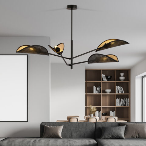 VENE 4 Czarna Złota Lampa Sufitowa Nowoczesna Led 1158/4