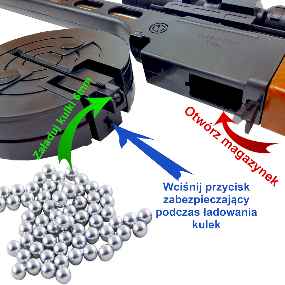 Replika ASG Pistolet Maszynowy Na Kulki PPSz wz. 1941 PEPESZA TOMDORIX