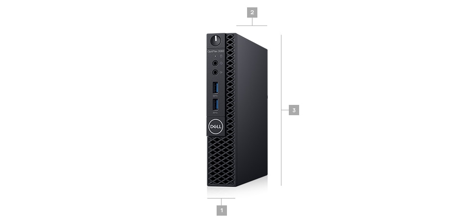 OptiPlex 3060 Micro — wymiary i masa OptiPlex 3060 Micro — wymiary i masa