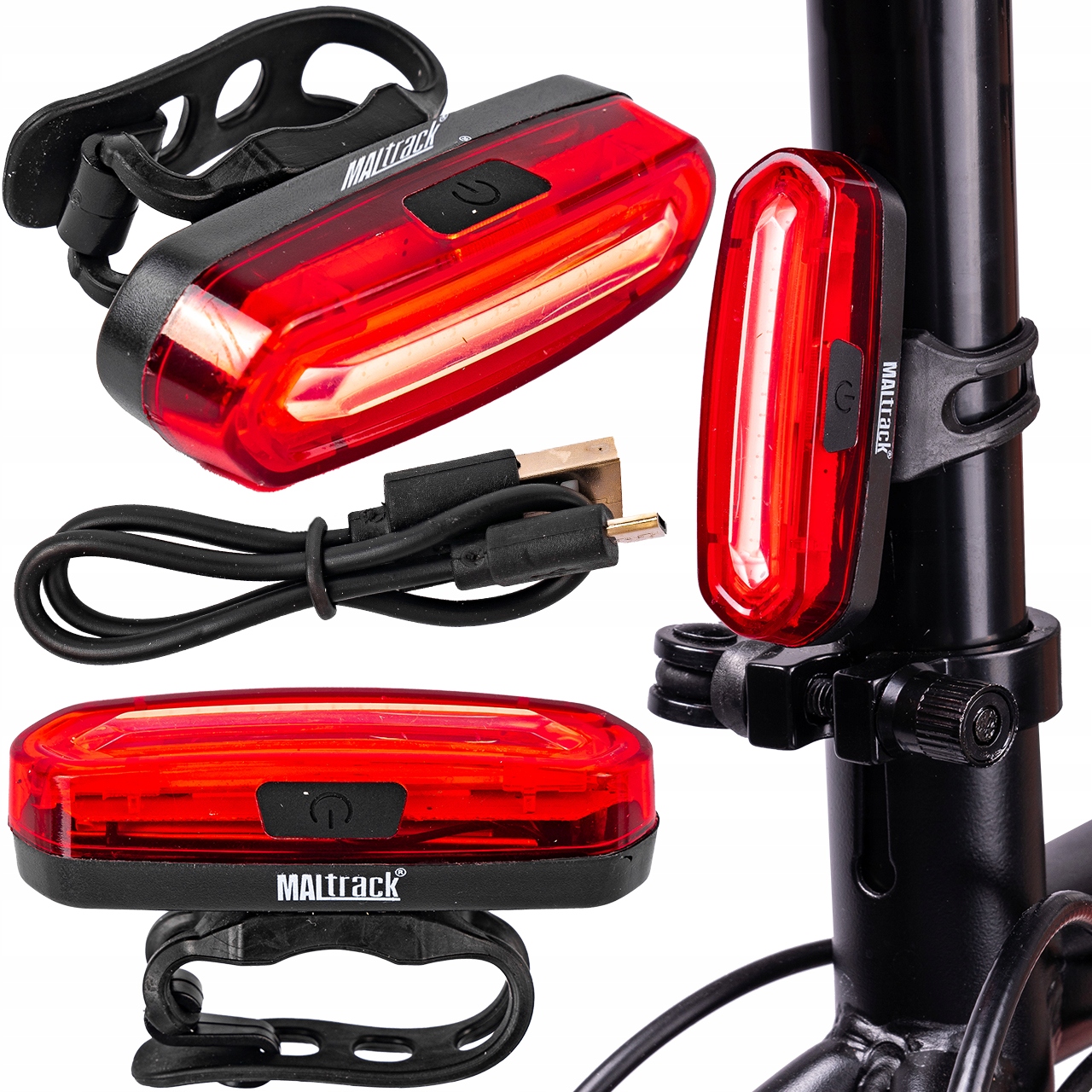 LAMPKA ROWEROWA TYLNA LED USB 120 AKUMULATOR MOCNA Marka MalTrack