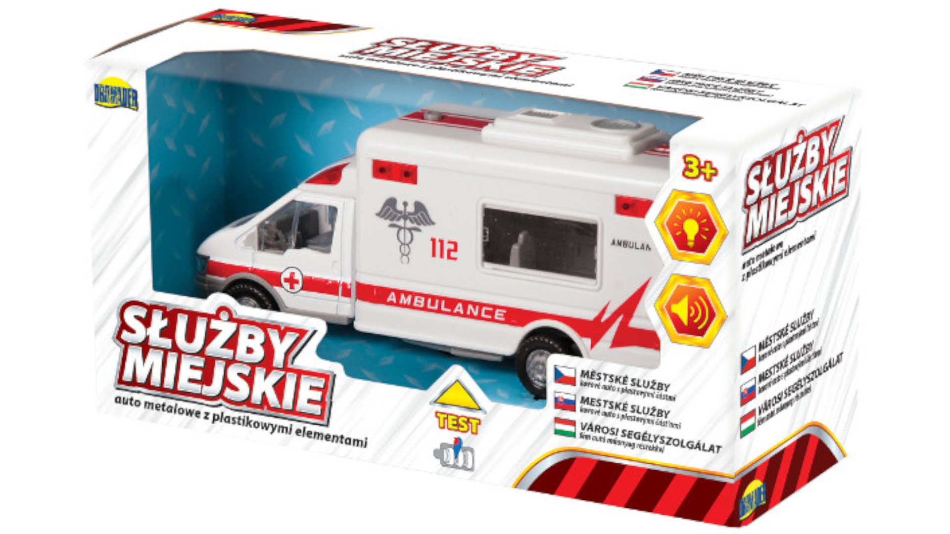 Auto Metalowe Karetka Pogotowia Ambulans Światło Dźwięk TOMDORIX