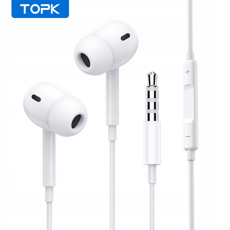 Słuchawki przewodowe z mikrofonem F05 białe TOPK EAN (GTIN) 5904639993076