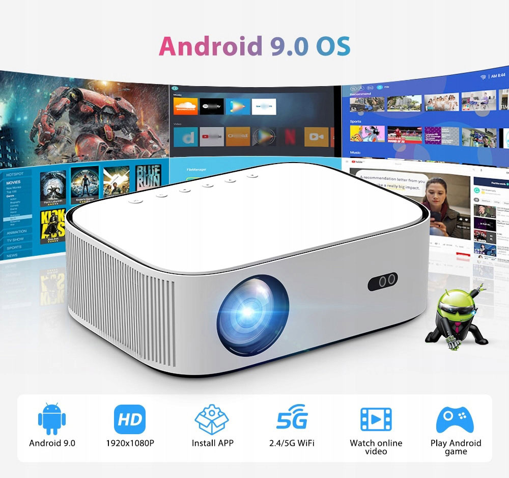 Do projektora otrzymujemy pilot, dzięki któremu bez problemu będziemy mogli poruszać się po menu urządzenia