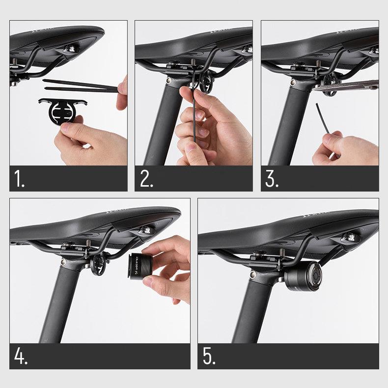 Lampka rowerowa tylna LED Wozinsky WRBLB2 - sposób montażu pod siodełkiem