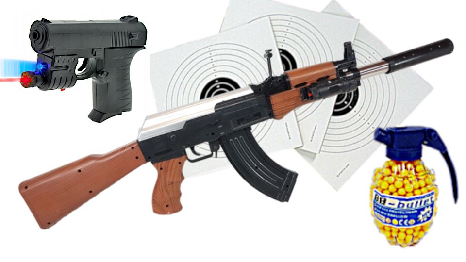 Karabin Na Kulki AK-47 KAŁASZNIKOW ASG+2 Granaty+Pistolet+2 Tarcze TOMDORIX