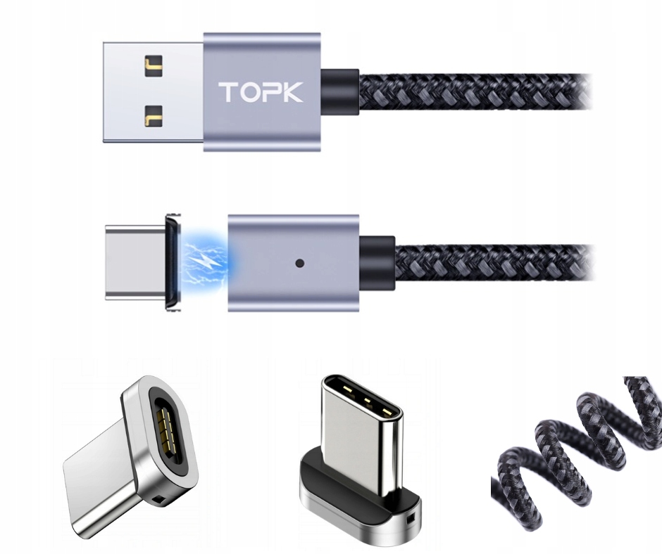 Kabel Magnetyczny TOPK 1Metr USB typ C QC3 AM45 Kod producenta AM45