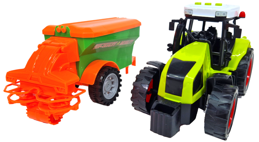Traktor Ciągnik Na Baterie Z Przyczepą Rozsiewacz Do Nawozu Światło Dźwięk TOMDORIX