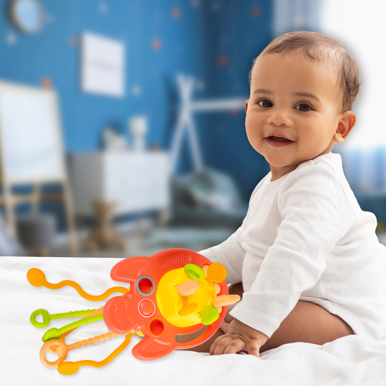 GRYZAK ZABAWKA SILIKONOWA SENSORYCZNA EDUKACYJNA MONTESSORI GRYZACZKI Szerokość produktu 11 cm