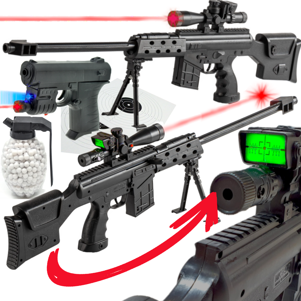 Karabin Snajperka Na Kulki 6mm Replika ASG z Laserem i Atrapą Kolimatora TOMDORIX