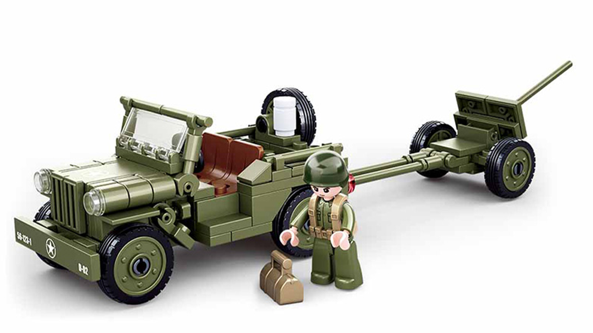 Klocki Wojsko JEEP WILLYS MB + Armata 143el TOMDORIX
