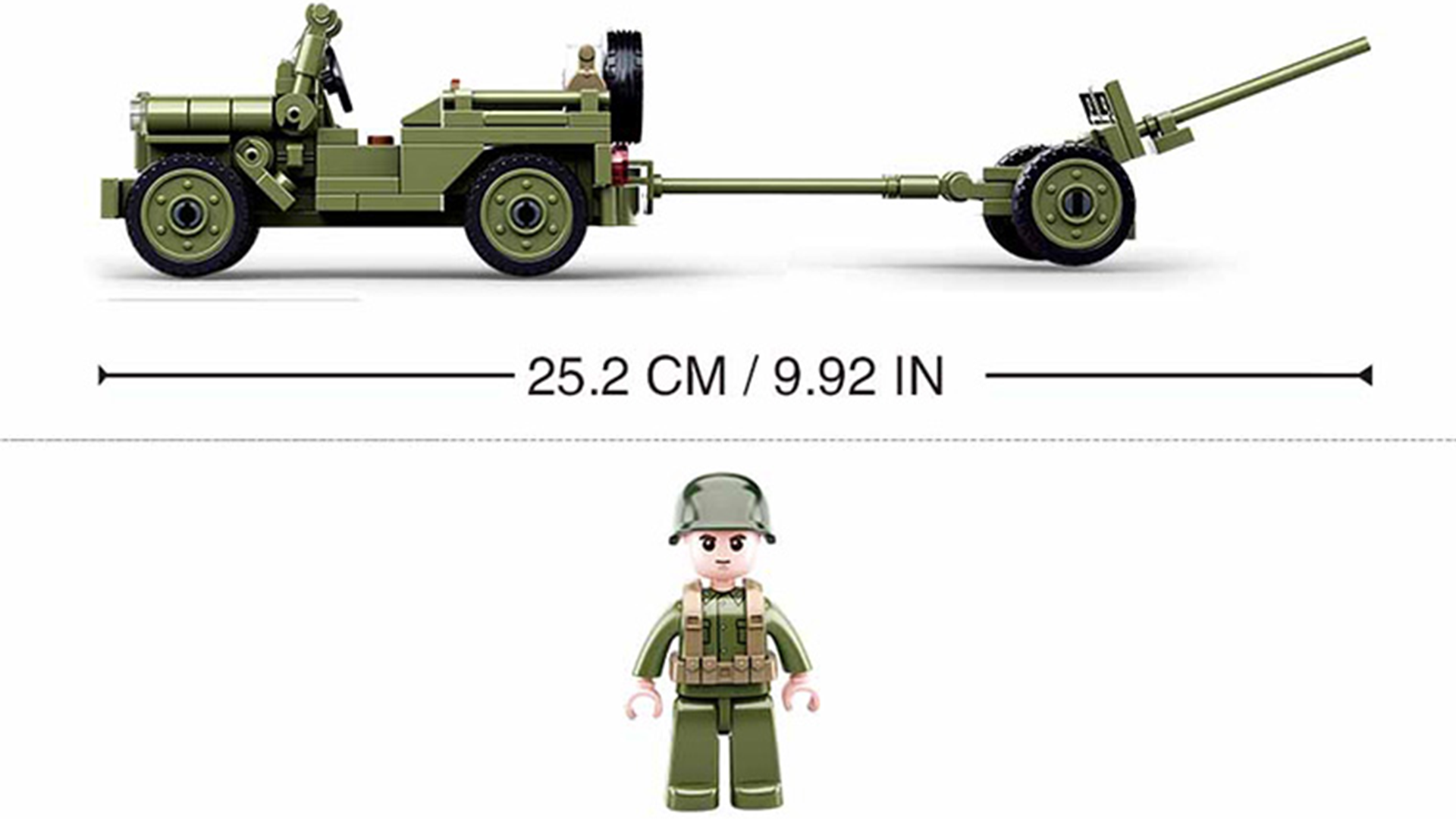 Klocki Wojsko JEEP WILLYS MB + Armata 143el TOMDORIX