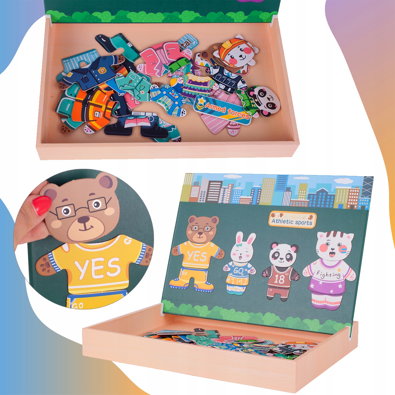 PUZZLE MAGNETYCZNE UKŁADANKA UBIERANIE MISIE Głębokość produktu 11 cm