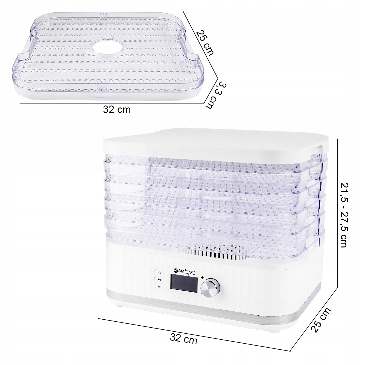 SUSZARKA DO GRZYBÓW OWOCÓW WARZYW SPOŻYWCZA 450W Kolor dominujący biały