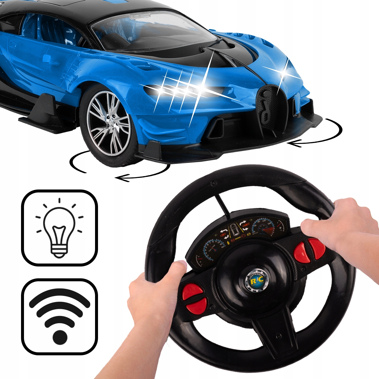 WYŚCIGÓWKA SAMOCHÓD RC ZDALNIE STEROWANY AUTO + KIEROWNICA PEDAŁY Głębokość produktu 33 cm