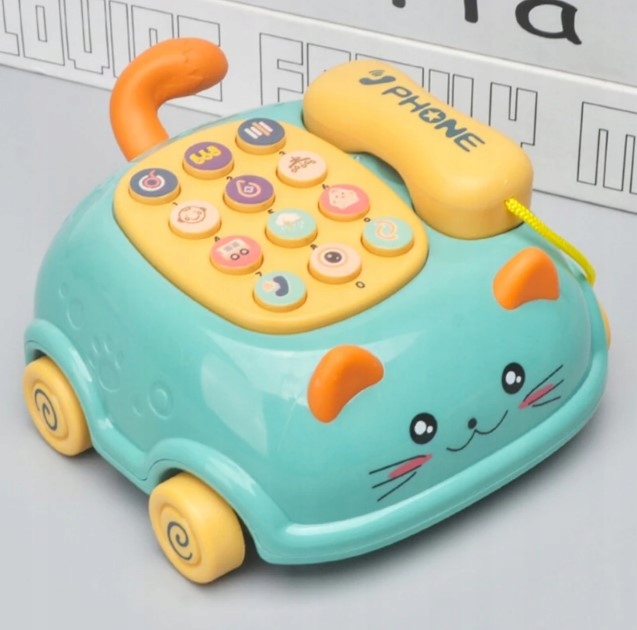 Telefon kotek jeździk dźwięk światło gryzak 9058Z Wiek dziecka 3 lata +