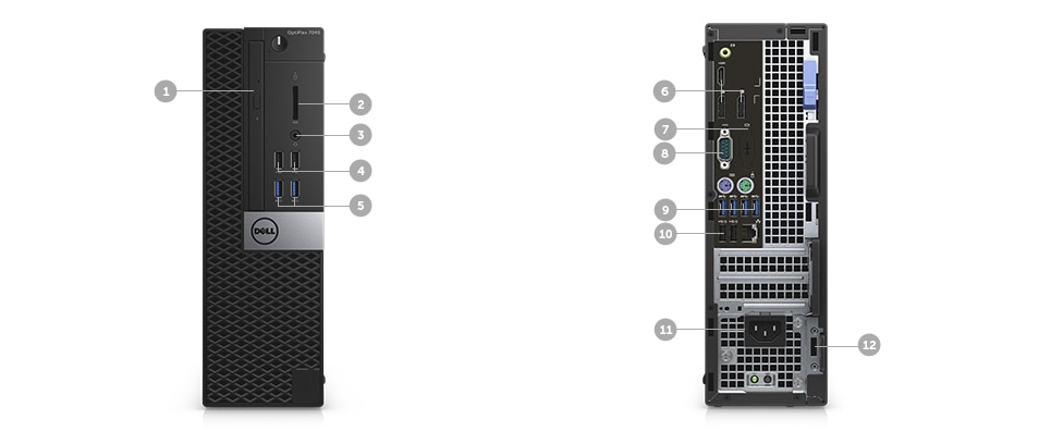 Komputer 7040 SFF — porty i gniazda Komputer 7040 SFF — porty i gniazda