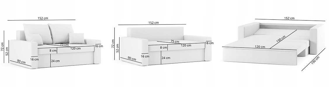 Sofa MONTANA rozkładana sofa z FUNKCJĄ SPANIA Wysokość mebla 75 cm
