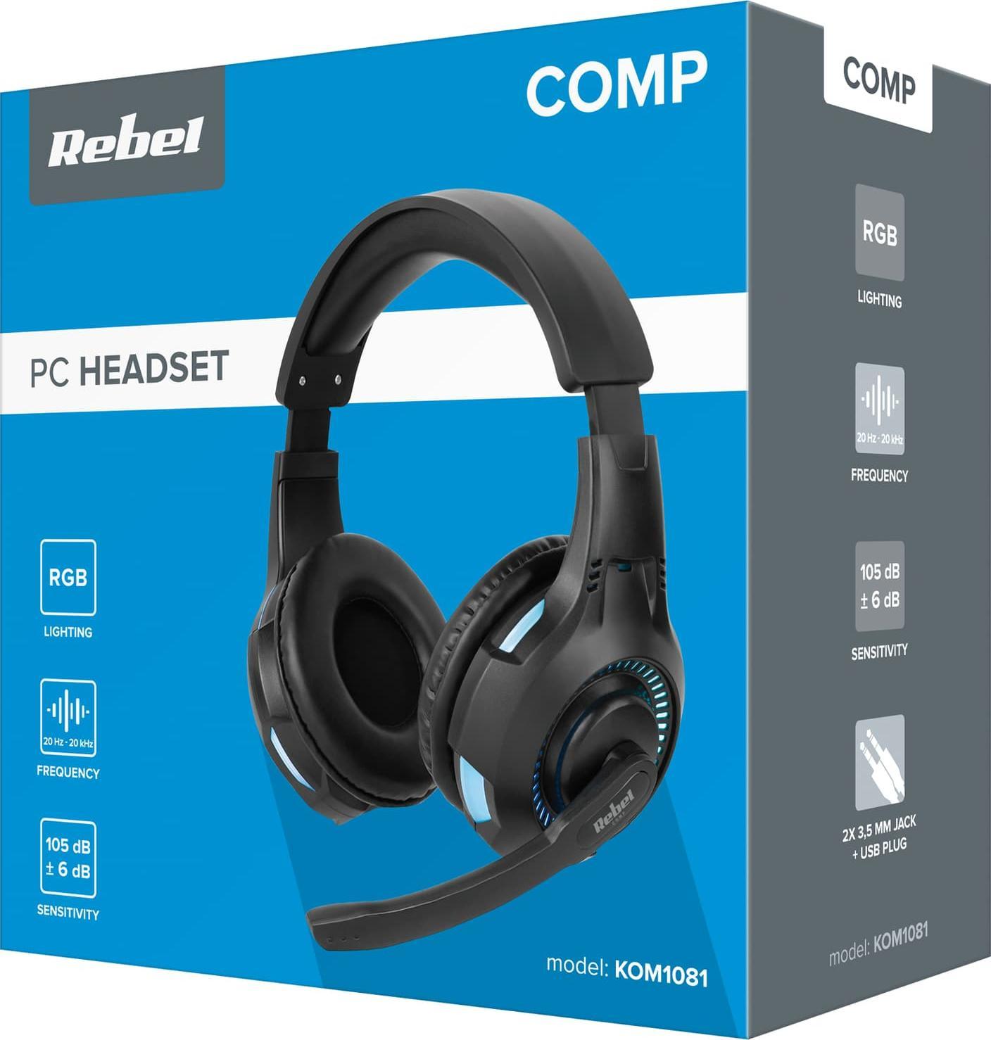 фото Навушники з мікрофоном Rebel GH-20 Black (KOM1081)