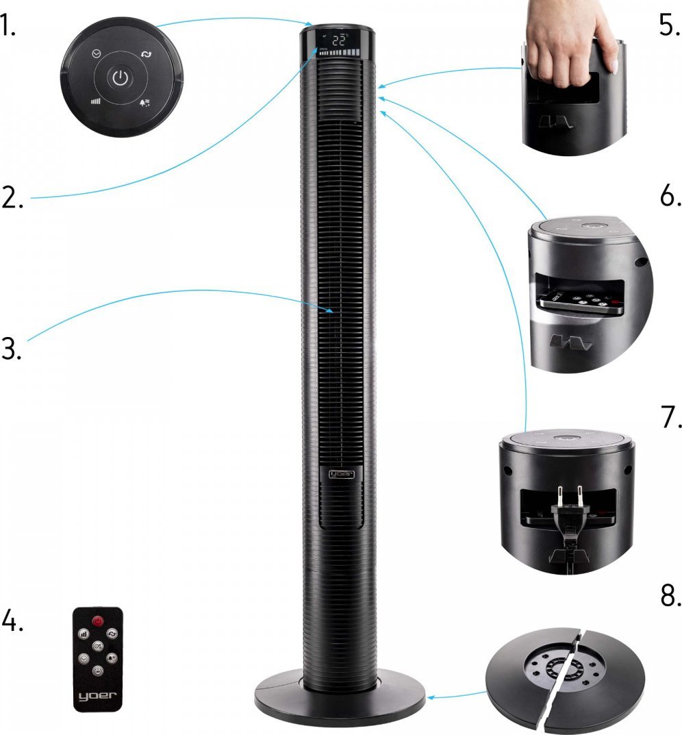 фото Вентилятор колона Yoer Spiro TF03BK