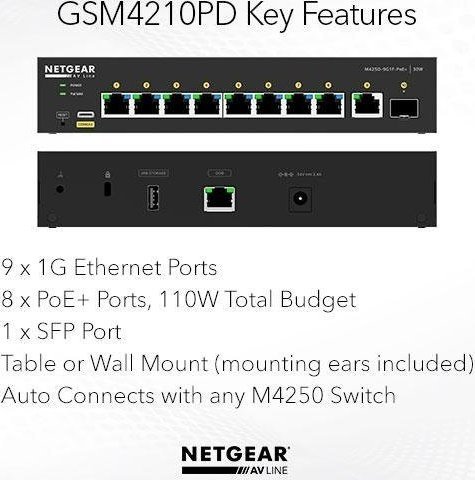 фото Комутатор керований рівня 2 Netgear M4250-9G1F-POE+