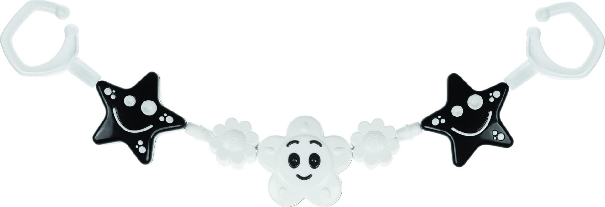 Tullo Zawieszka do wózka czarno-biała 2 gwiazdy i kwiat