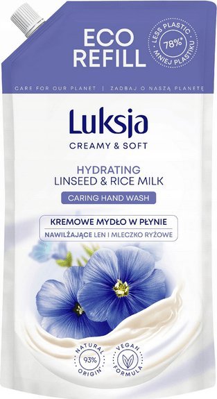 Luksja Luksja Creamy & Soft Kremowe mydło w płynie Len i Mleczko ryżowe 900 ml opakowanie uzupełniające