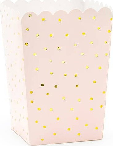Pudełka na popcorn Kropki, jasny różowy, 7x7x12.5cm one size