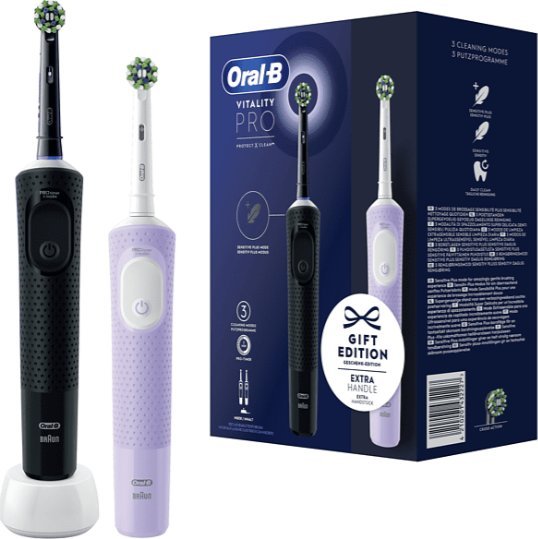 фото Набір із 2-х електричних зубних щіток Oral-B Vitality Pro D103 Duo Black/Purple