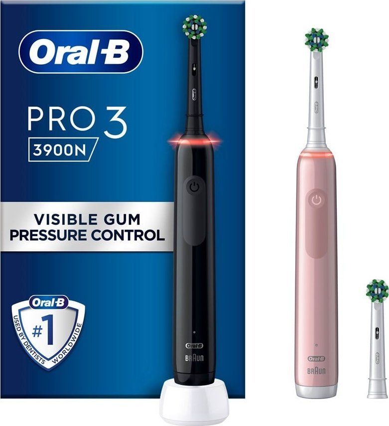 фото Набір із 2-х електричних зубних щіток Oral-B Pro 3 3900 Duo Black + Pink